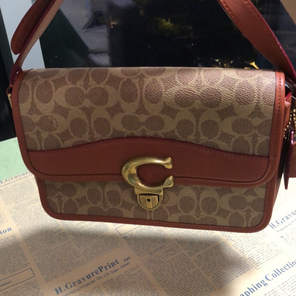 Coach Studio Baguette panelled canvas & Leather Small shoulder Desiger Bag - Picture 5 of 9